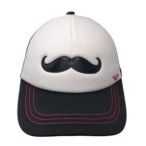 Roxy Mustache Snapback Trucker Hat Black One Size Adjustable Mesh Back